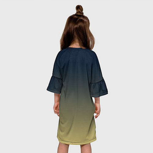 Детское платье Градиент тёмно-синий в оливковый / 3D-принт – фото 4