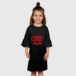 Платье клеш для девочки Audi red logo, цвет: 3D-принт — фото 2
