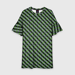 Детское платье Чёрно-зелёный текстурированные полосы