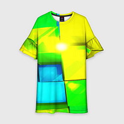 Детское платье Зелёные кубы разломы