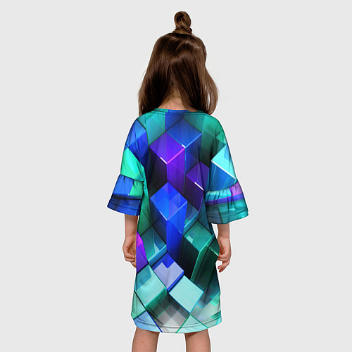 Детское платье Неоновые кубы текстура / 3D-принт – фото 4