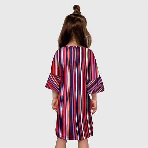 Детское платье Красно-фиолетовый яркие полосы / 3D-принт – фото 4
