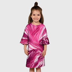 Платье клеш для девочки Розовые ломанные линии, цвет: 3D-принт — фото 2