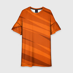 Платье клеш для девочки Тёмный оранжевый полосами, цвет: 3D-принт
