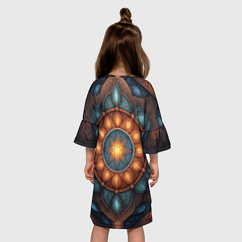 Детское платье Симметричный орнамент - мандала узор со светящейся / 3D-принт – фото 4