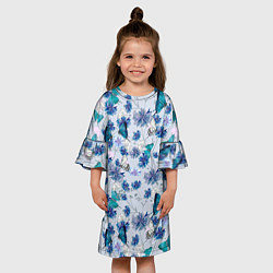 Платье клеш для девочки Васильковый узор, цвет: 3D-принт — фото 2