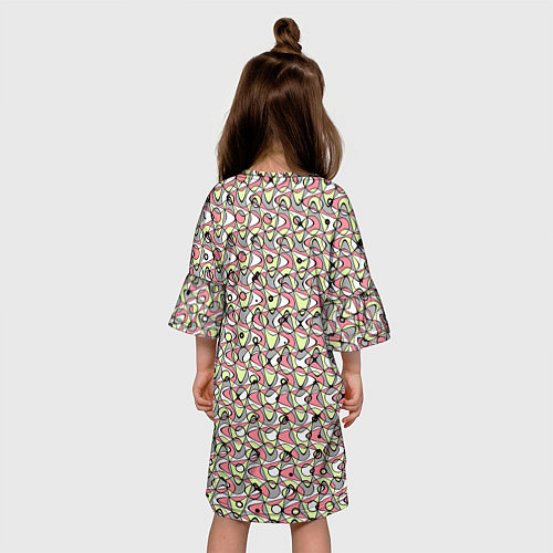 Детское платье Абстрактный паттерн салатово-розовый / 3D-принт – фото 4