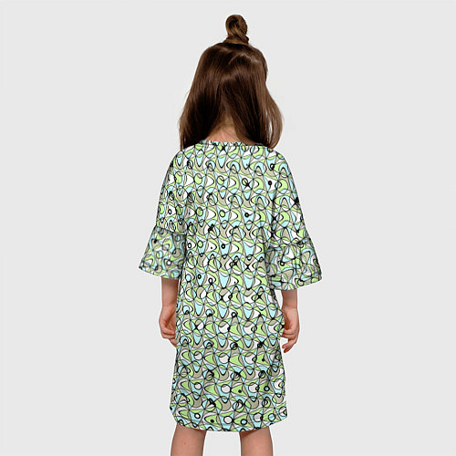 Детское платье Абстрактный паттерн салатово-голубой / 3D-принт – фото 4