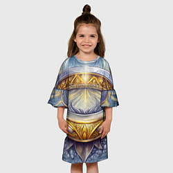 Платье клеш для девочки Elden Ring лого и волшебное золотое кольцо, цвет: 3D-принт — фото 2