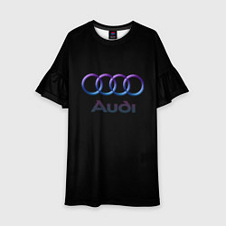 Платье клеш для девочки Audi neon logo, цвет: 3D-принт