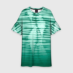 Платье клеш для девочки Tie-dye green stripes, цвет: 3D-принт