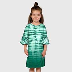 Платье клеш для девочки Tie-dye green stripes, цвет: 3D-принт — фото 2