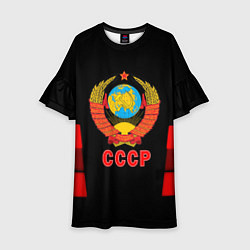 Платье клеш для девочки СССР геометрия красный, цвет: 3D-принт