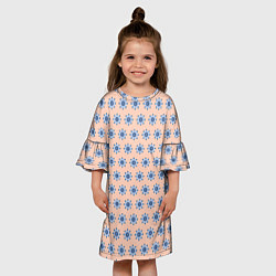 Платье клеш для девочки Бежевый паттерн шестеренки, цвет: 3D-принт — фото 2