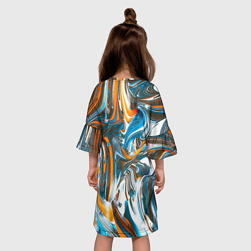 Детское платье Иллюзия смешанных абстрактных красок / 3D-принт – фото 4