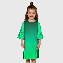 Платье клеш для девочки Яркий зеленый градиентный комбинированный фон, цвет: 3D-принт — фото 2