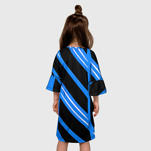 Детское платье Black and white stripes on a blue background / 3D-принт – фото 4