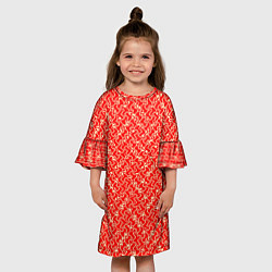 Платье клеш для девочки Красно-белый текстурированный, цвет: 3D-принт — фото 2