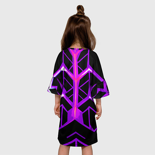 Детское платье Фиолетовые линии на чёрном фоне / 3D-принт – фото 4