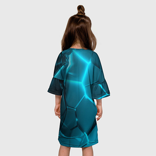 Детское платье Неоновые холодные голубые плиты в разломе / 3D-принт – фото 4