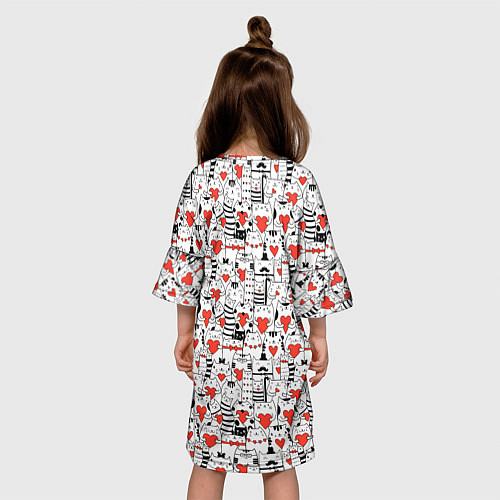 Детское платье Котики держат сердечки / 3D-принт – фото 4