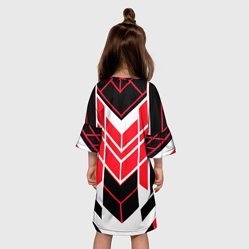 Детское платье Red and white lines on a black background / 3D-принт – фото 4
