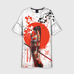 Платье клеш для девочки Женщина самурай, цвет: 3D-принт