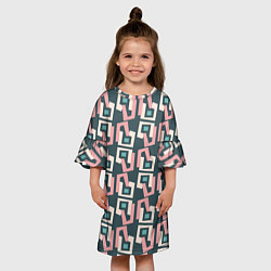 Платье клеш для девочки Геометрическая ретро абстракция, цвет: 3D-принт — фото 2