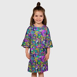 Платье клеш для девочки Паттерн с монстриками, цвет: 3D-принт — фото 2