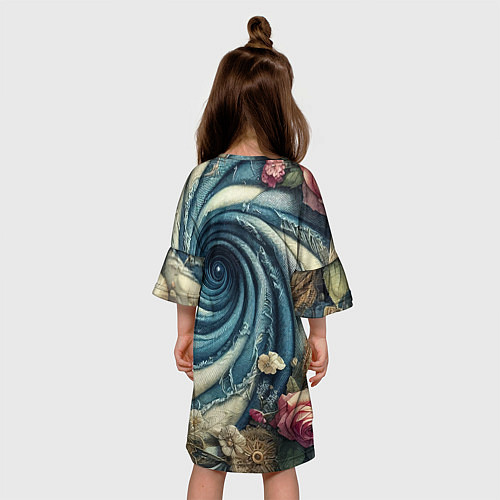 Детское платье Джинсовая воронка нитки и цветы - нейросеть / 3D-принт – фото 4