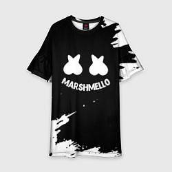 Платье клеш для девочки Marshmello белые краски, цвет: 3D-принт