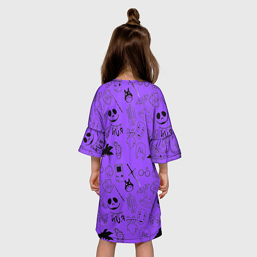 Детское платье Хэллоуин узор на фиолетовом фоне / 3D-принт – фото 4