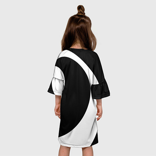 Детское платье Скрипичный и басовый ключи - белые на чёрном / 3D-принт – фото 4