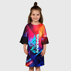 Платье клеш для девочки Samurai neon game, цвет: 3D-принт — фото 2