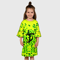 Платье клеш для девочки Doom кислотный стиль лого, цвет: 3D-принт — фото 2