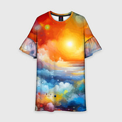 Детское платье Закат солнца - разноцветные облака