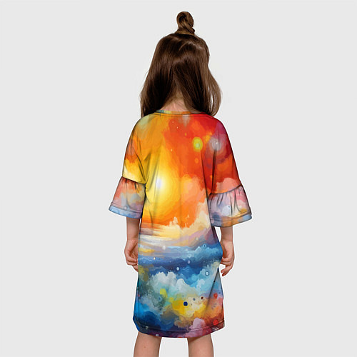 Детское платье Закат солнца - разноцветные облака / 3D-принт – фото 4