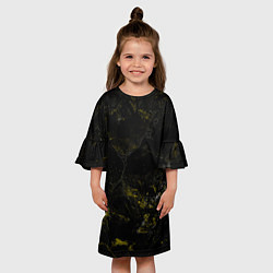 Платье клеш для девочки Потертая желтая текстура, цвет: 3D-принт — фото 2