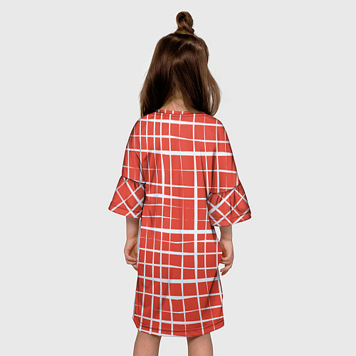 Детское платье Светлая клетка на красном / 3D-принт – фото 4
