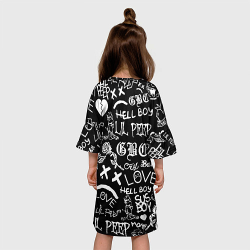 Детское платье Lil Peep pattern автографы лого / 3D-принт – фото 4