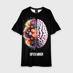 Детское платье Открой разум: мозг с цветами - Open mind