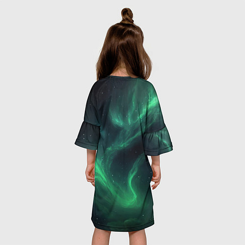 Детское платье Зелёная космическая туманность / 3D-принт – фото 4
