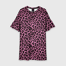 Детское платье Шкура леопарда в черно розовую текстуру