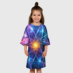 Платье клеш для девочки Космический закрученный узор-лотос: энергия вселен, цвет: 3D-принт — фото 2