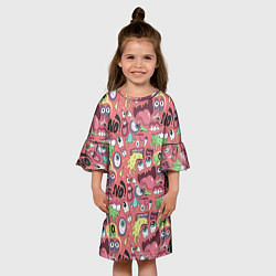 Платье клеш для девочки Монстры ой ой нет, цвет: 3D-принт — фото 2