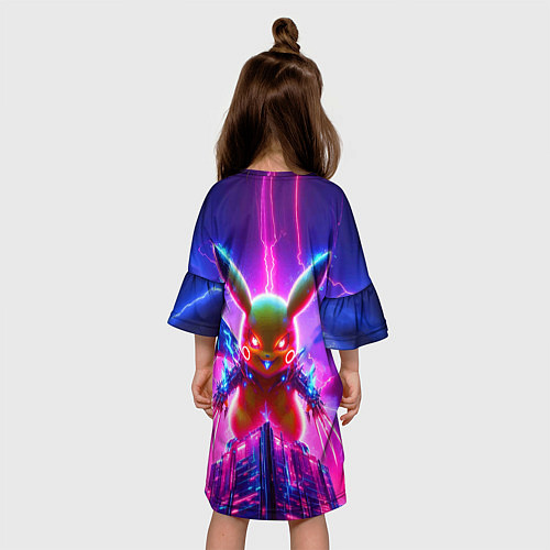 Детское платье Neon horror - cyber Pikachu / 3D-принт – фото 4