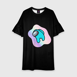 Платье клеш для девочки Among us space logo, цвет: 3D-принт
