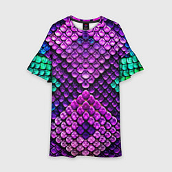 Детское платье Фиолетовая текстурная кожа змеи