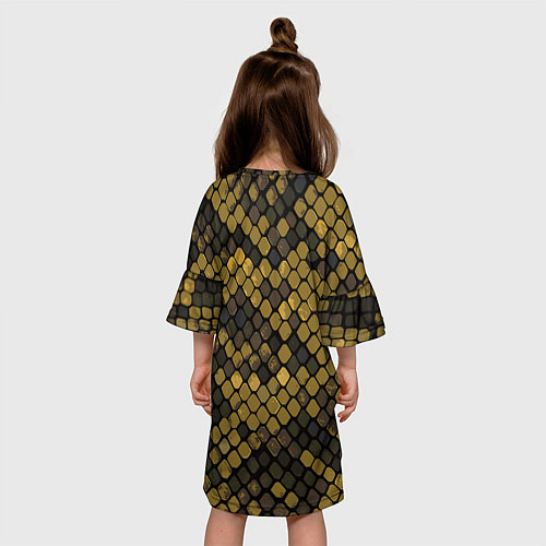 Детское платье Змеиный камуфляж - текстура чешуи / 3D-принт – фото 4