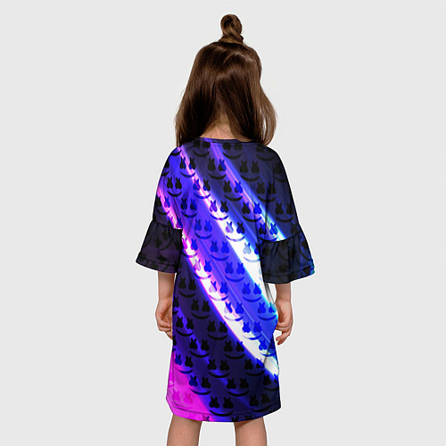 Детское платье Marshmello неоновый паттерн / 3D-принт – фото 4